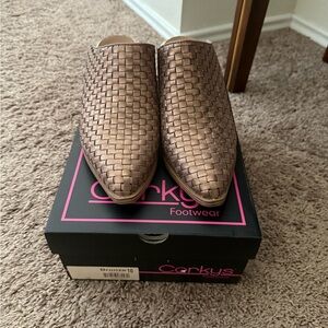 Corkys Metallic Woven Mules